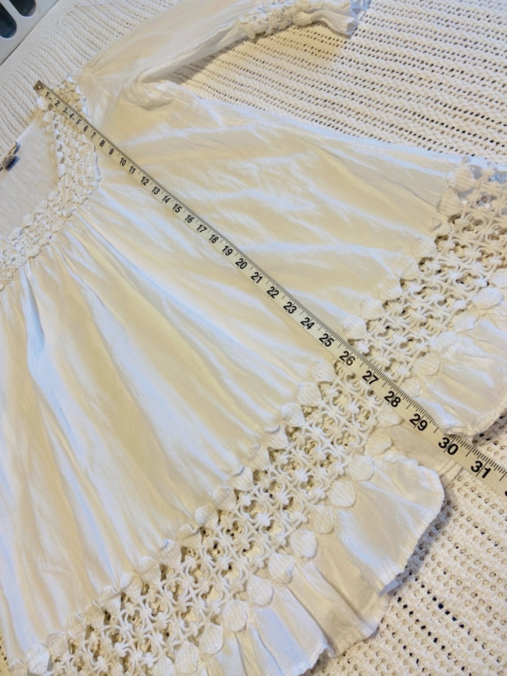 Cute Options BOHO Cotton Beach Cover up Dress Blouse Crochet Lace Size Medium - Picture 10 of 11